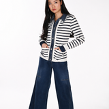 Sage | Veste tricot rayé et jean