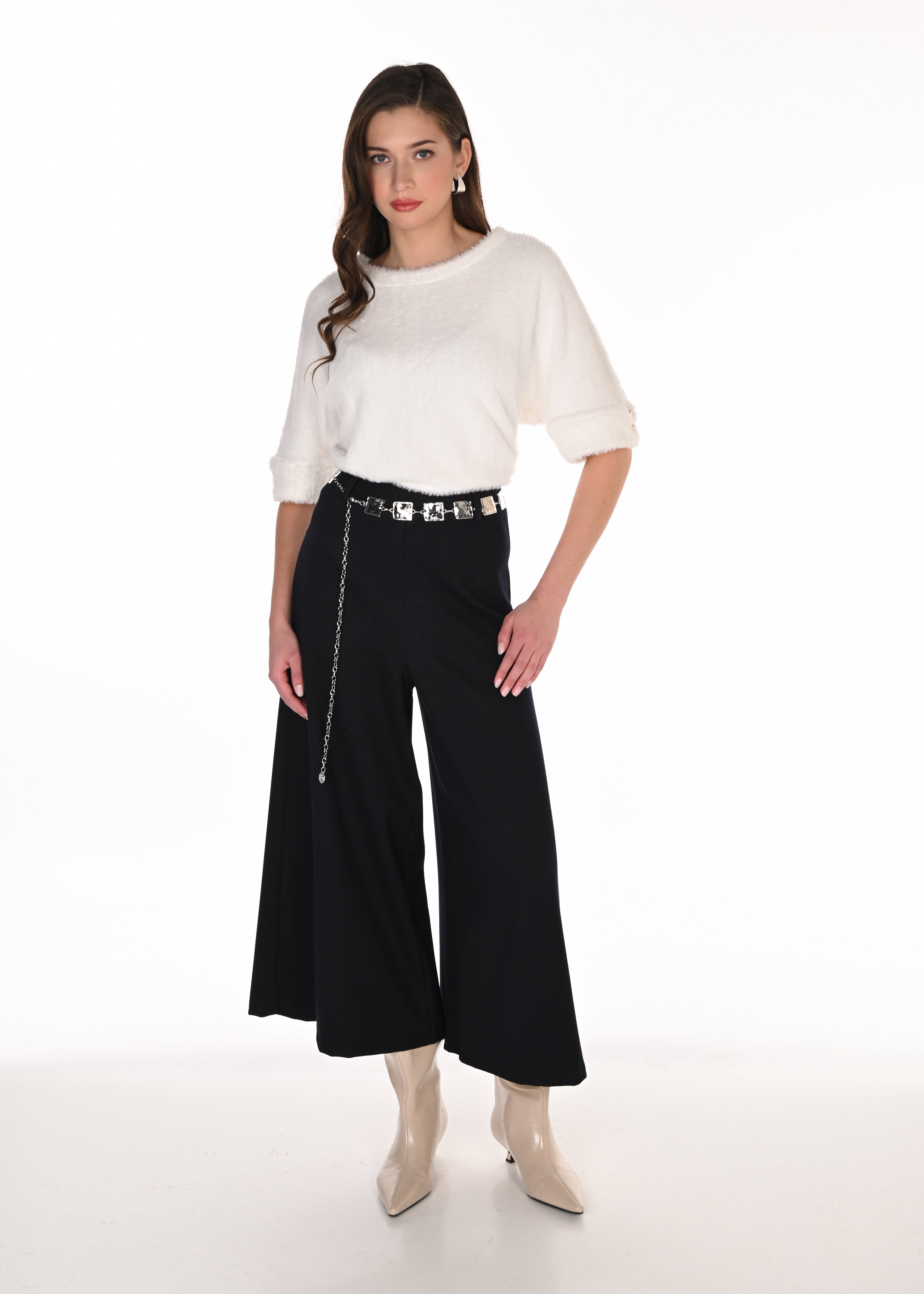 Ever | Pantalon palazzo avec ceinture argentée