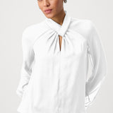 Laurel | Haut satiné avec manches en mousseline