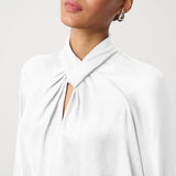 Laurel | Haut satiné avec manches en mousseline