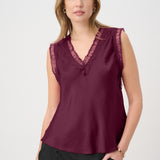 Ema | Camisole évasée en satin avec dentelle
