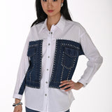 Zuri | Blouse avec appliqué de jean