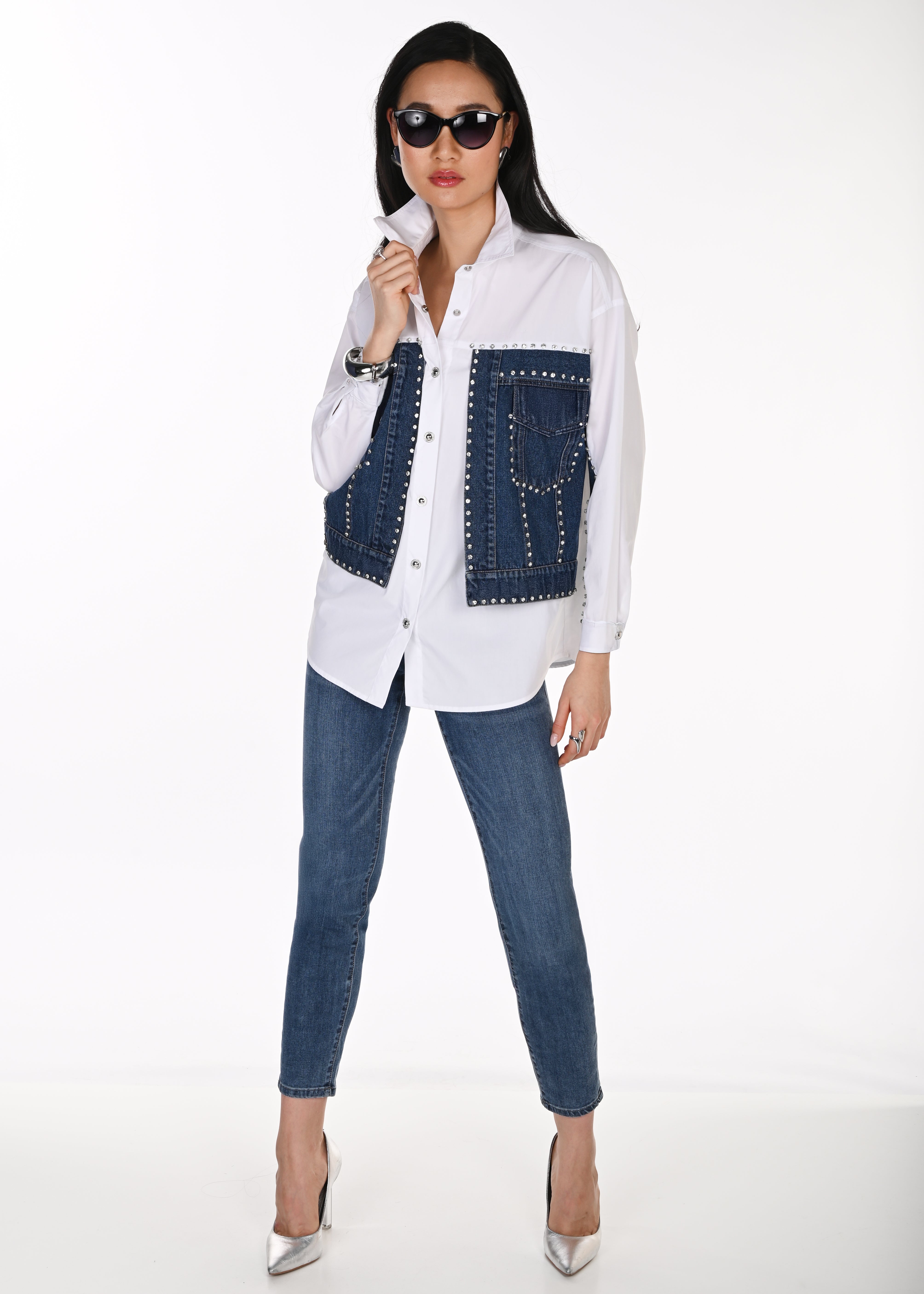 Zuri | Blouse avec appliqué de jean