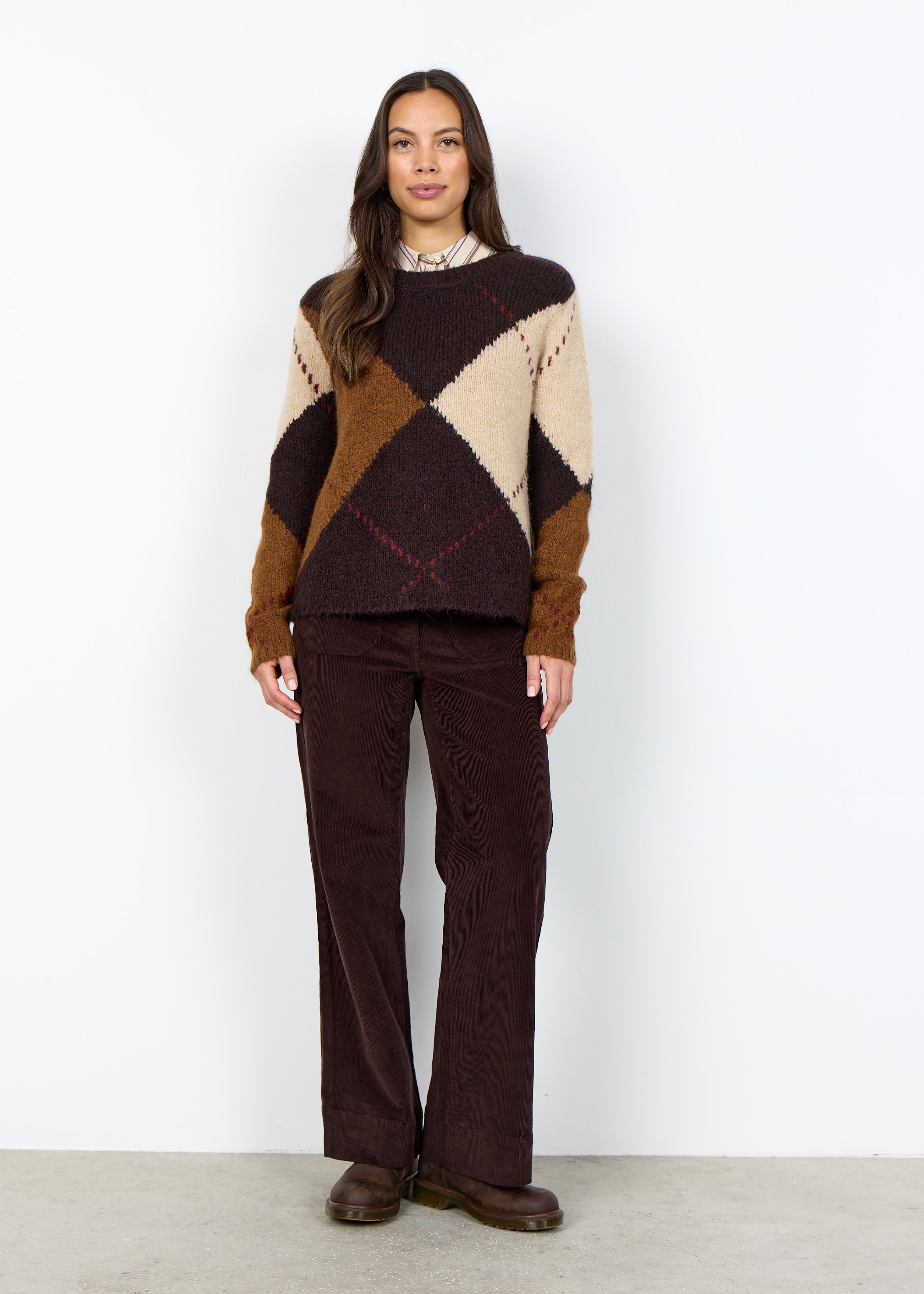 Casey | Pull chandail argyle duveteux