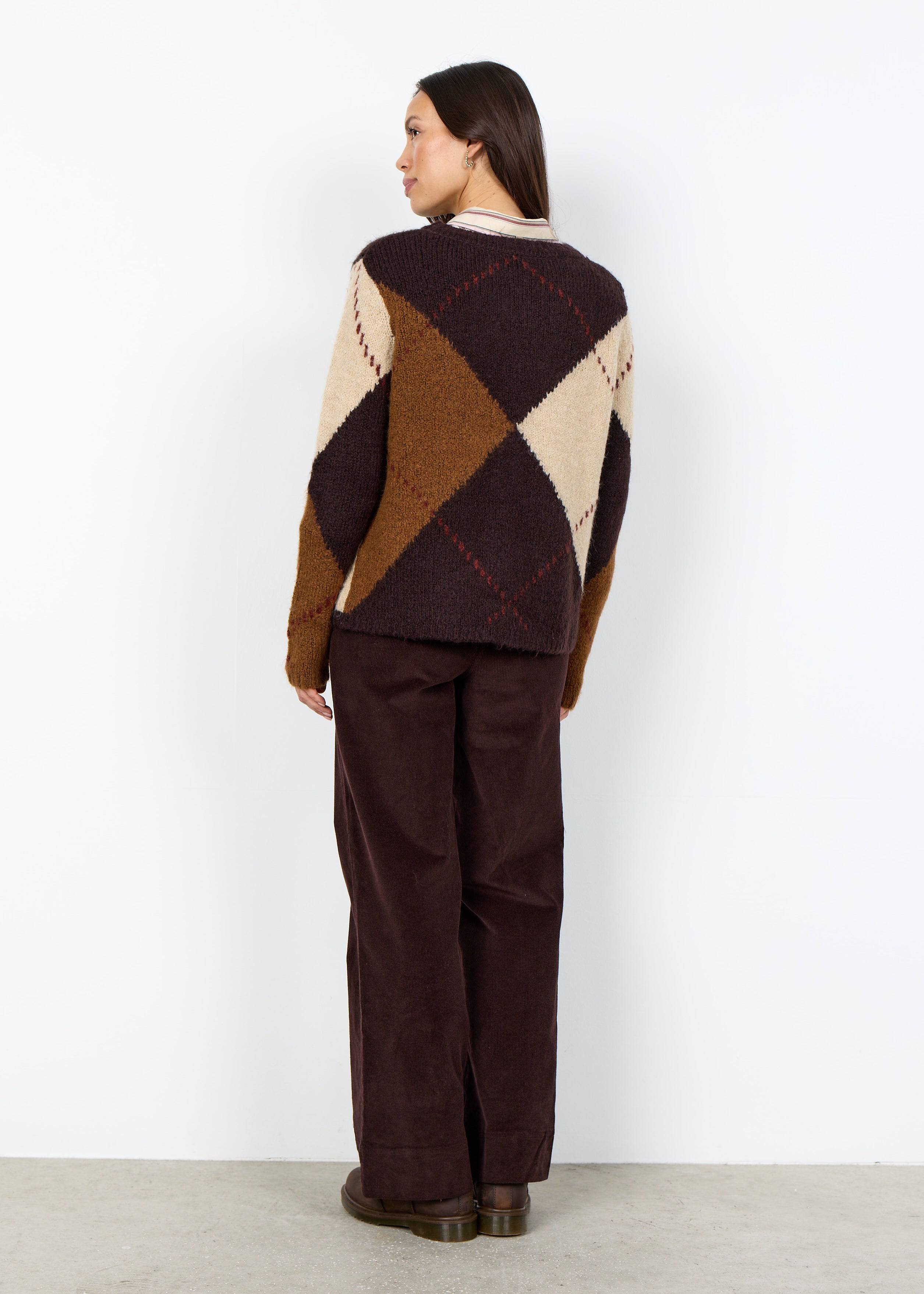Casey | Pull chandail argyle duveteux