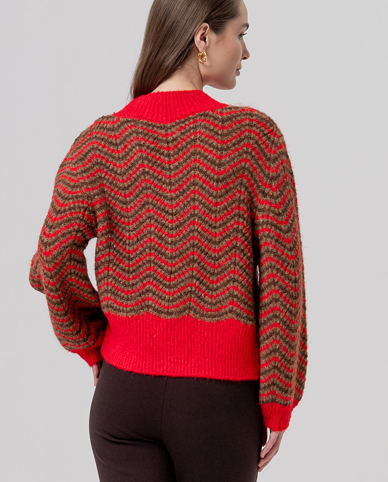 Abate | Pull motif chevron col montant