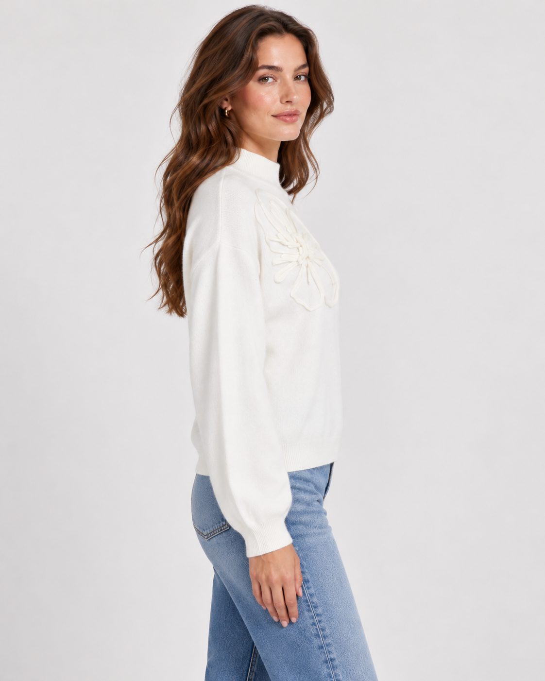 Crane | Pull avec fleur en relief