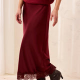 Milan | Jupe midi en satin & dentelle
