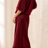 Milan | Jupe midi en satin & dentelle