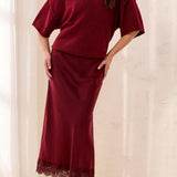 Milan | Jupe midi en satin & dentelle