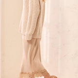 Milan | Jupe midi en satin & dentelle
