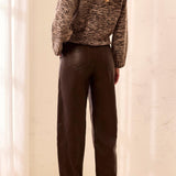 Nellie | Pantalon baril en cuir vegan