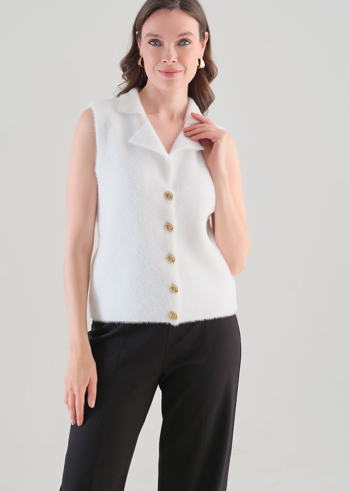 Cedar | Veste sans manches tissu duveteux