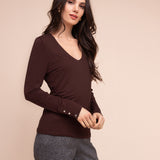 Pecan | Pull uni avec boutons aux manches