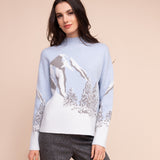 Wells | Pull imprimé paysage hivernal