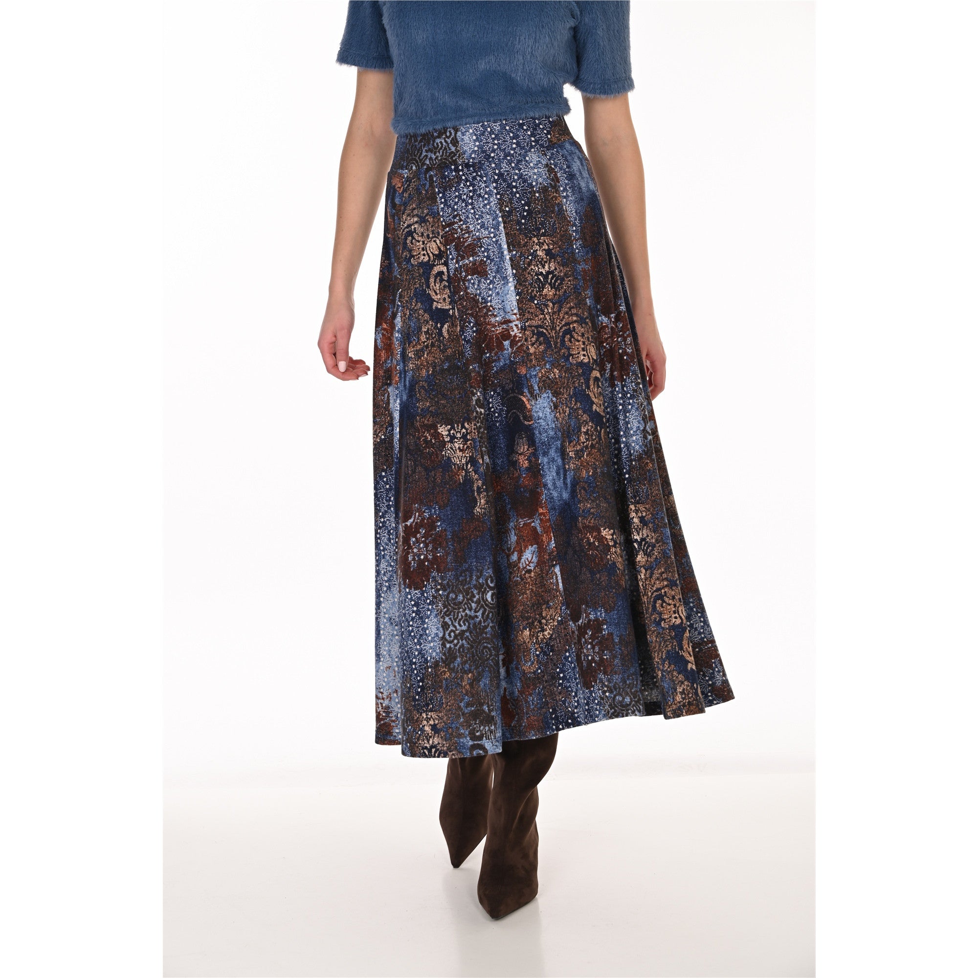 Alba | Jupe longue imprimée - Taille : 6 - Couleur : Bleu