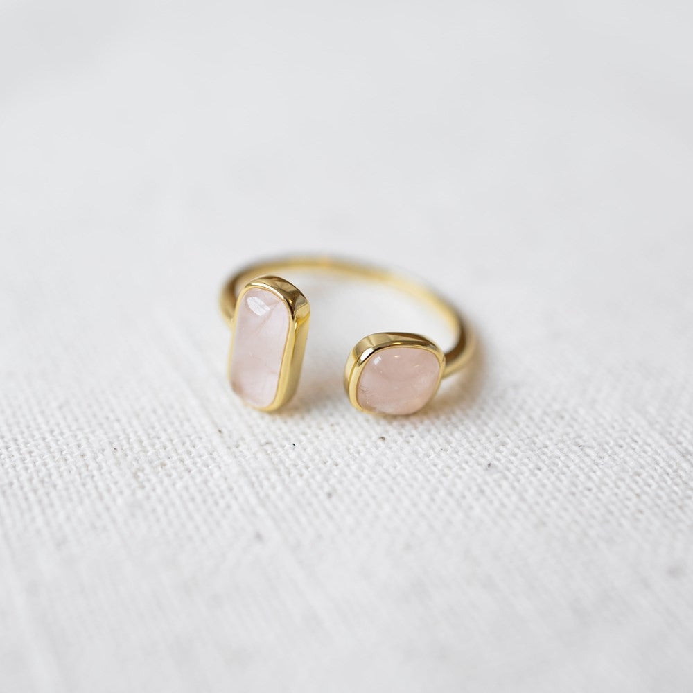 Bague Stone Sister/Quartz rose - Couleur : Or
