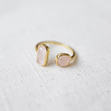 Bague Stone Sister/Quartz rose - Couleur : Or