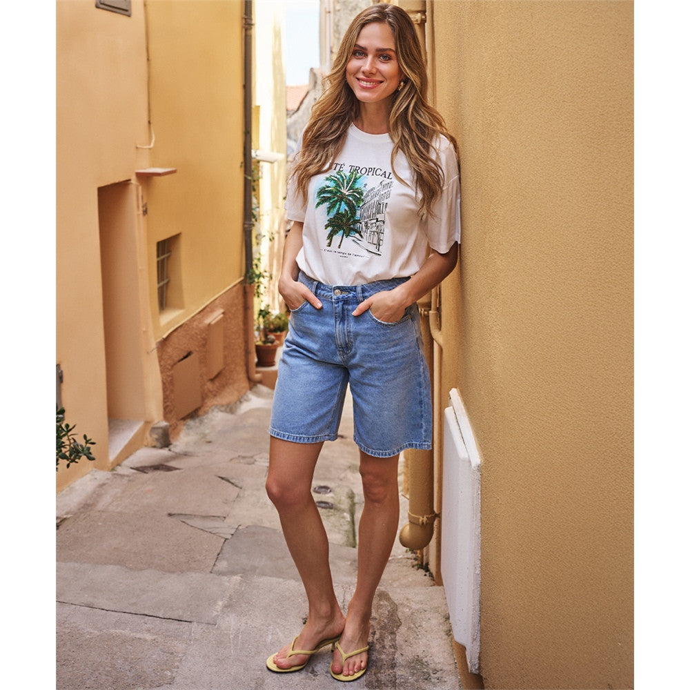 Bermuda en denim - Taille : 8 - Couleur : Denim Bleu pâle