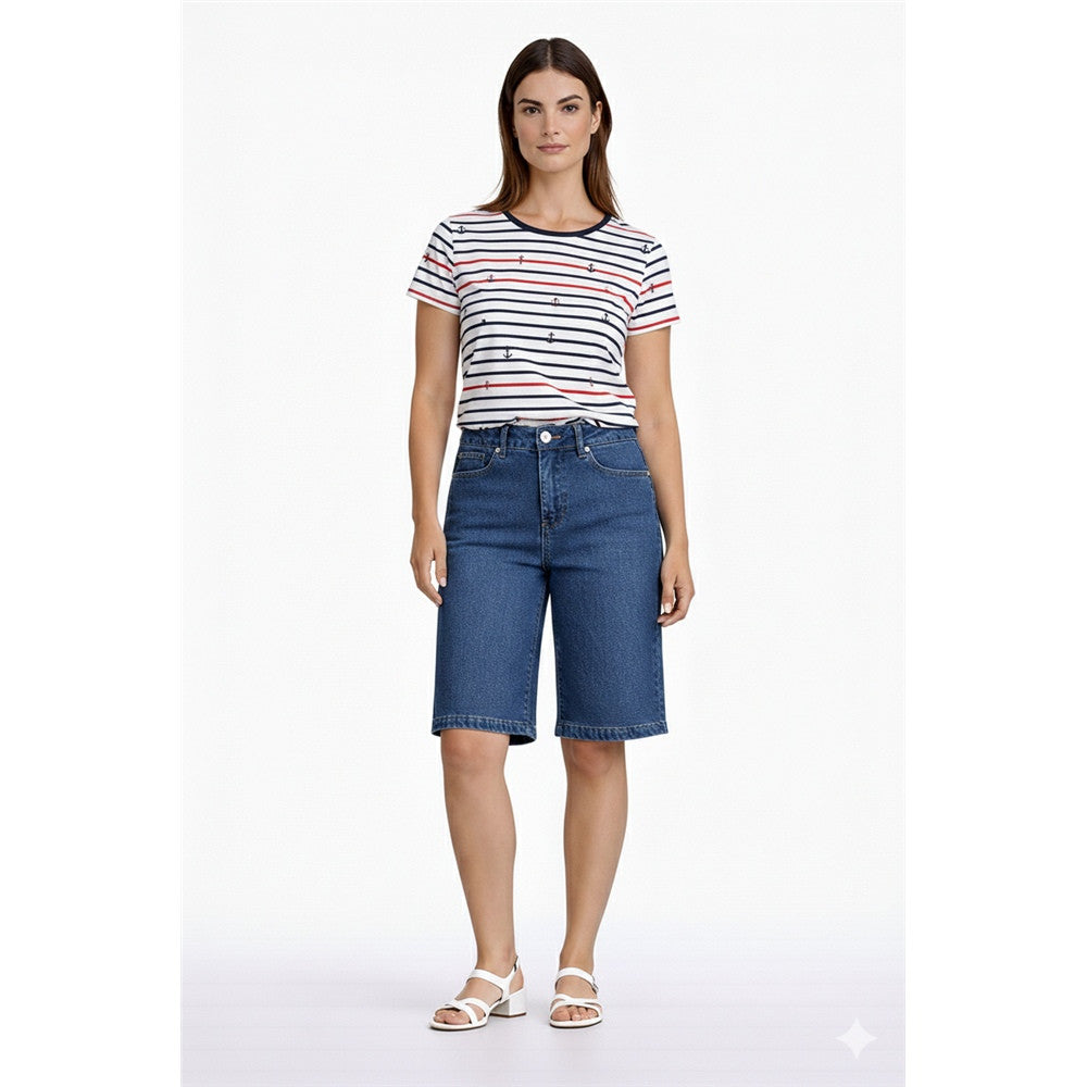 Bermuda en denim - Taille : 34 - Couleur : Bleu Denim