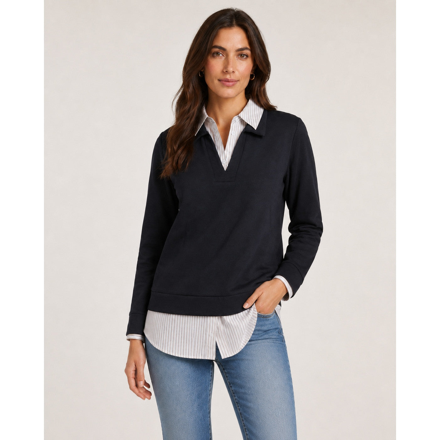 Blake | Chandail effet chemisier - Taille : XSMALL - Couleur : Noir