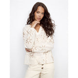 Blouse à broderies florales - Taille : SMALL - Couleur : Ecru