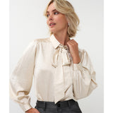 Blouse avec boucle et brillants - Taille : 8 - Couleur : Blanc cassé