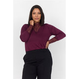 Blouse avec dentelle - Taille : 1X - Couleur : Bordeaux