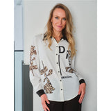 Blouse avec imprimé léopard - Taille : SMALL - Couleur : Blanc cassé