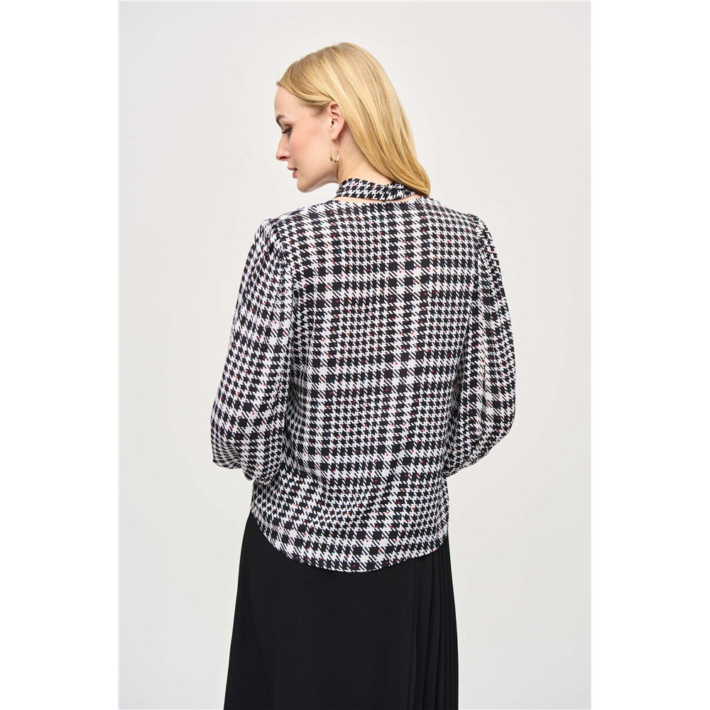 Blouse boucle au cou & carreaux