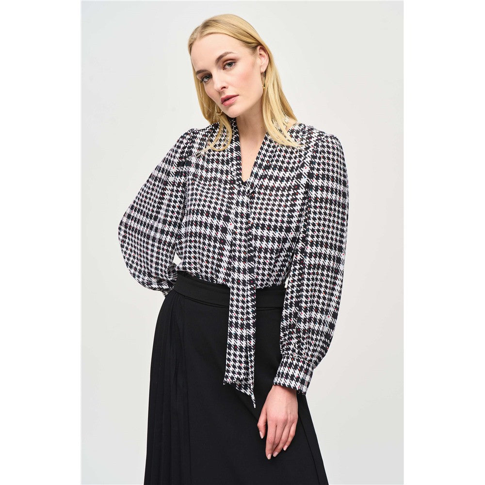 Blouse boucle au cou & carreaux - Taille : 8 - Couleur : Multi/Vanille