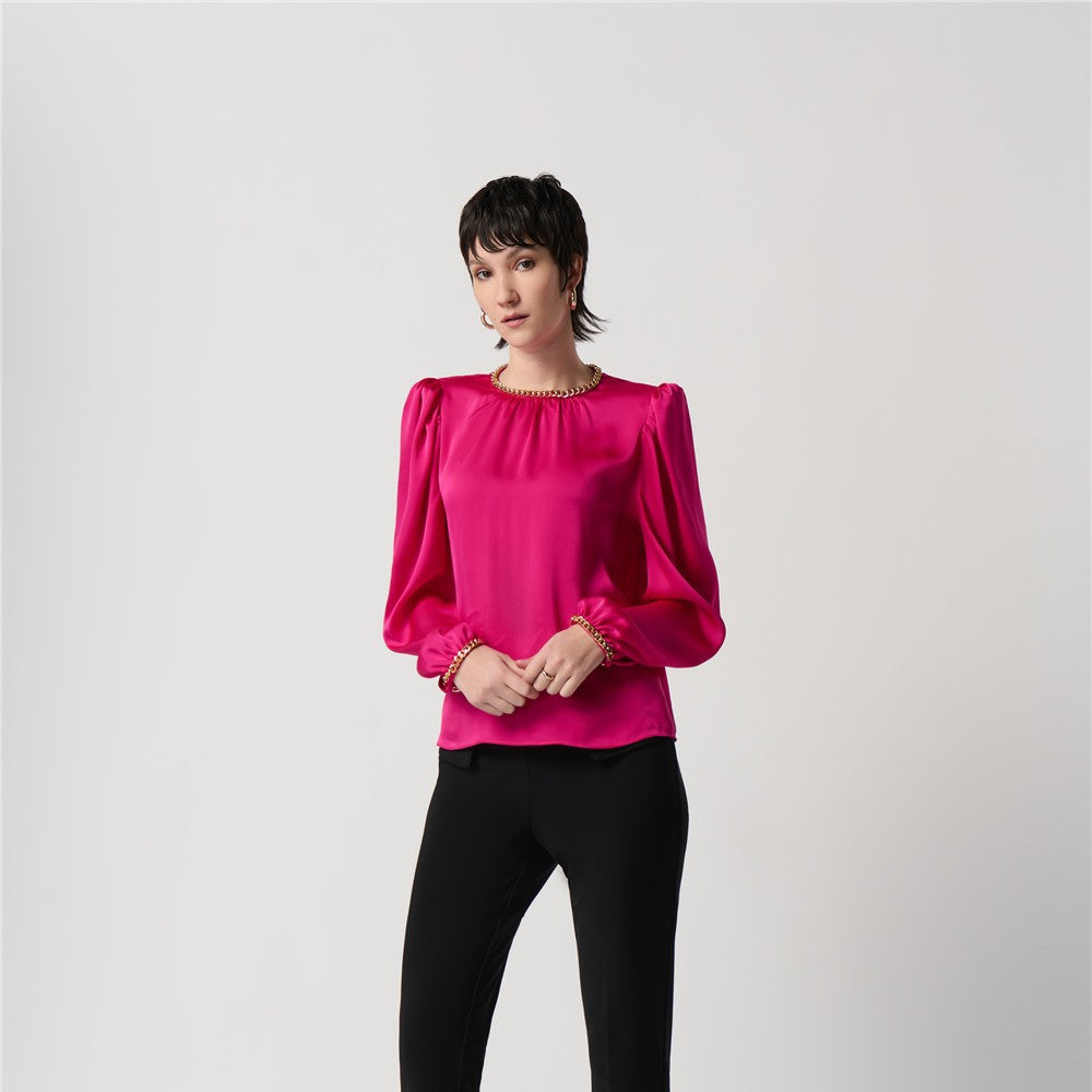 Blouse chaînettes dorées - Taille : 12 - Couleur : Fuschia