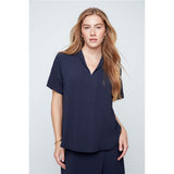 Blouse col en V - Taille : LARGE - Couleur : Marine
