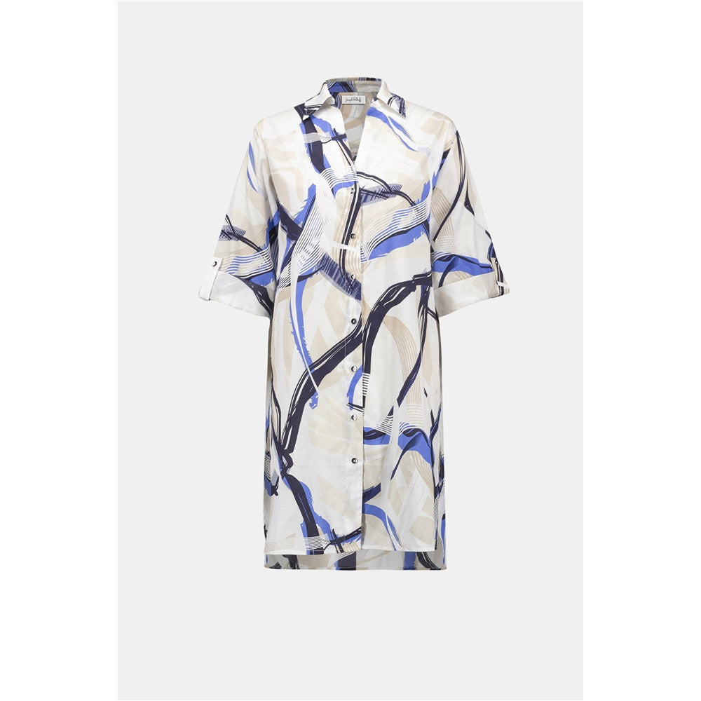 Blouse droite en voile de coton à imprimé abstrait