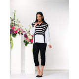 Blouse effet superposé - Taille : XSMALL - Couleur : Blanc/Noir