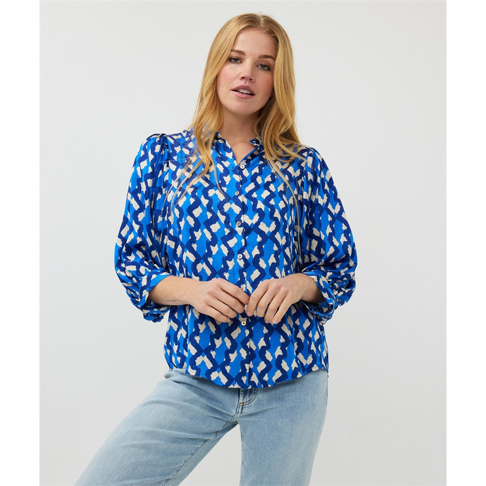 Blouse en satin - Taille : 12 - Couleur : Bleu
