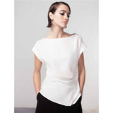 Blouse encolure bateau - Taille : LARGE - Couleur : Blanc