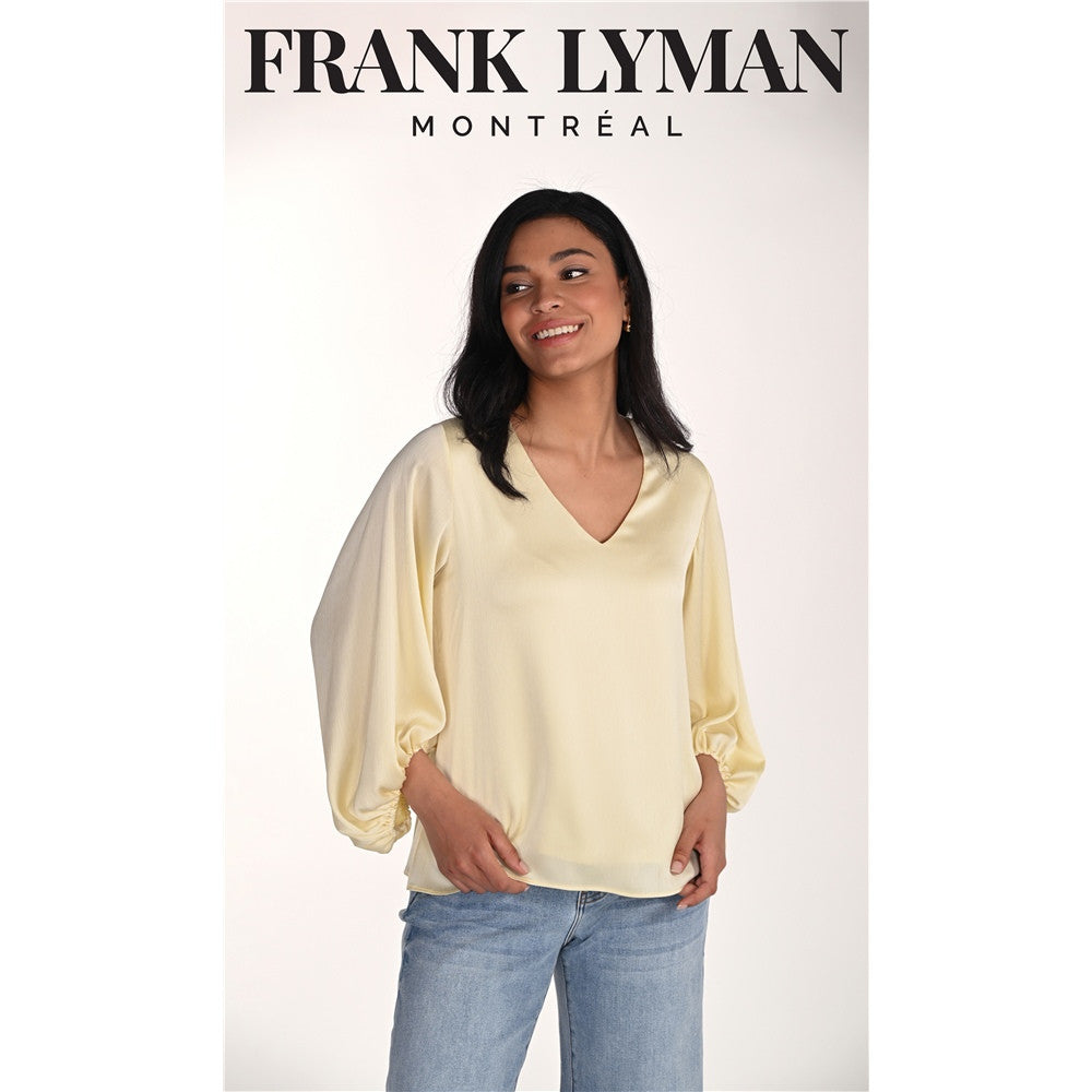 Blouse encolure en V - Taille : 6 - Couleur : Jaune pâle
