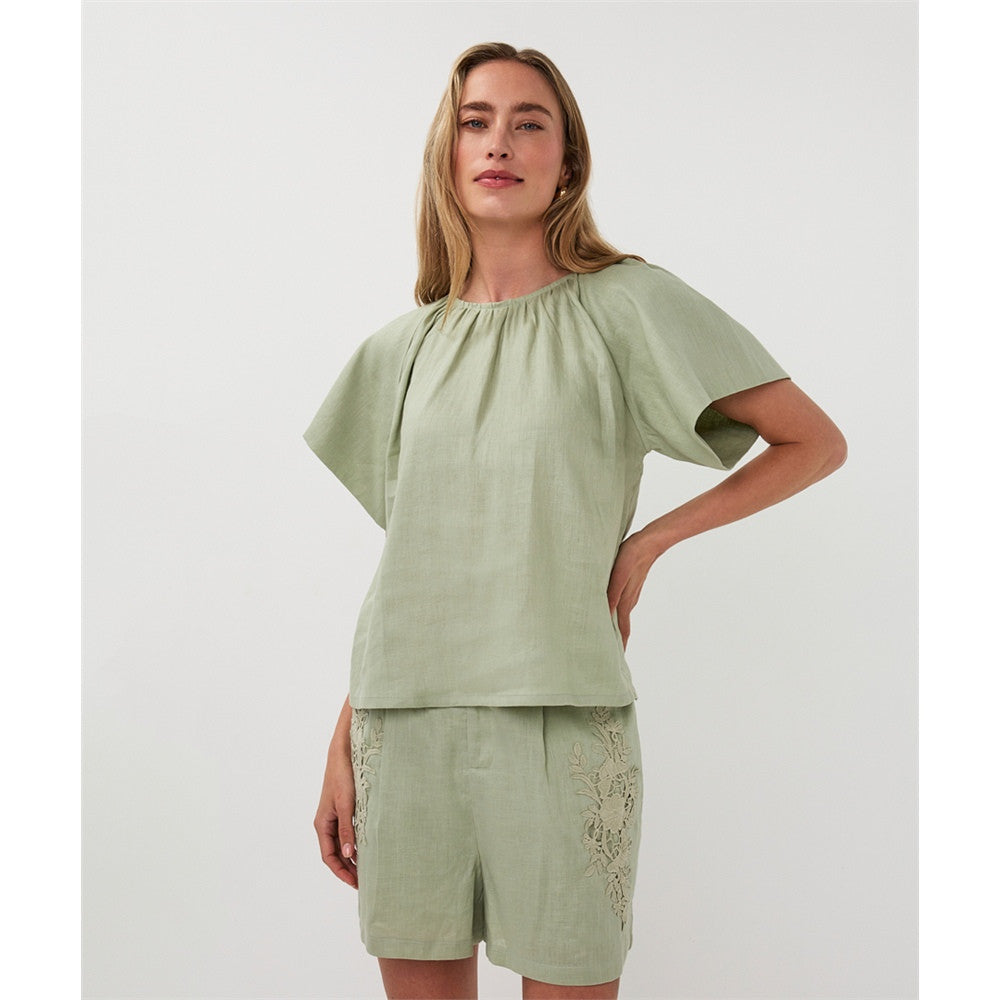 Blouse fluide à manches volantées - Taille : XSMALL - Couleur : Vert Pâle