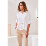 Blouse fluide boutonnée à manches courtes