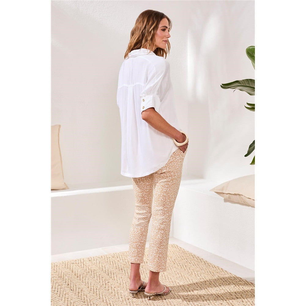 Blouse fluide boutonnée à manches courtes