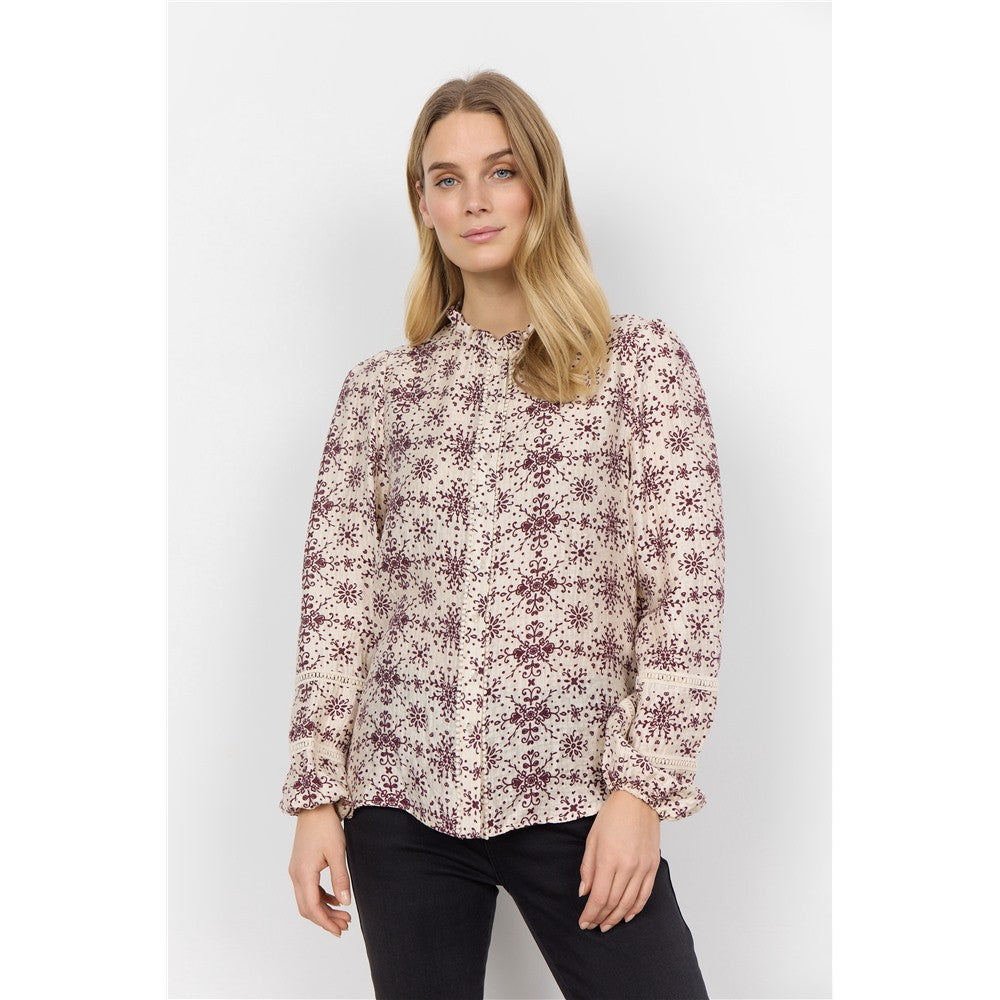 Blouse imprimé bohème - Taille : SMALL - Couleur : Bourgogne