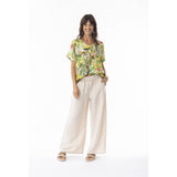 Blouse imprimée à encolure en V - Taille : XSMALL - Couleur : Multi/Vert
