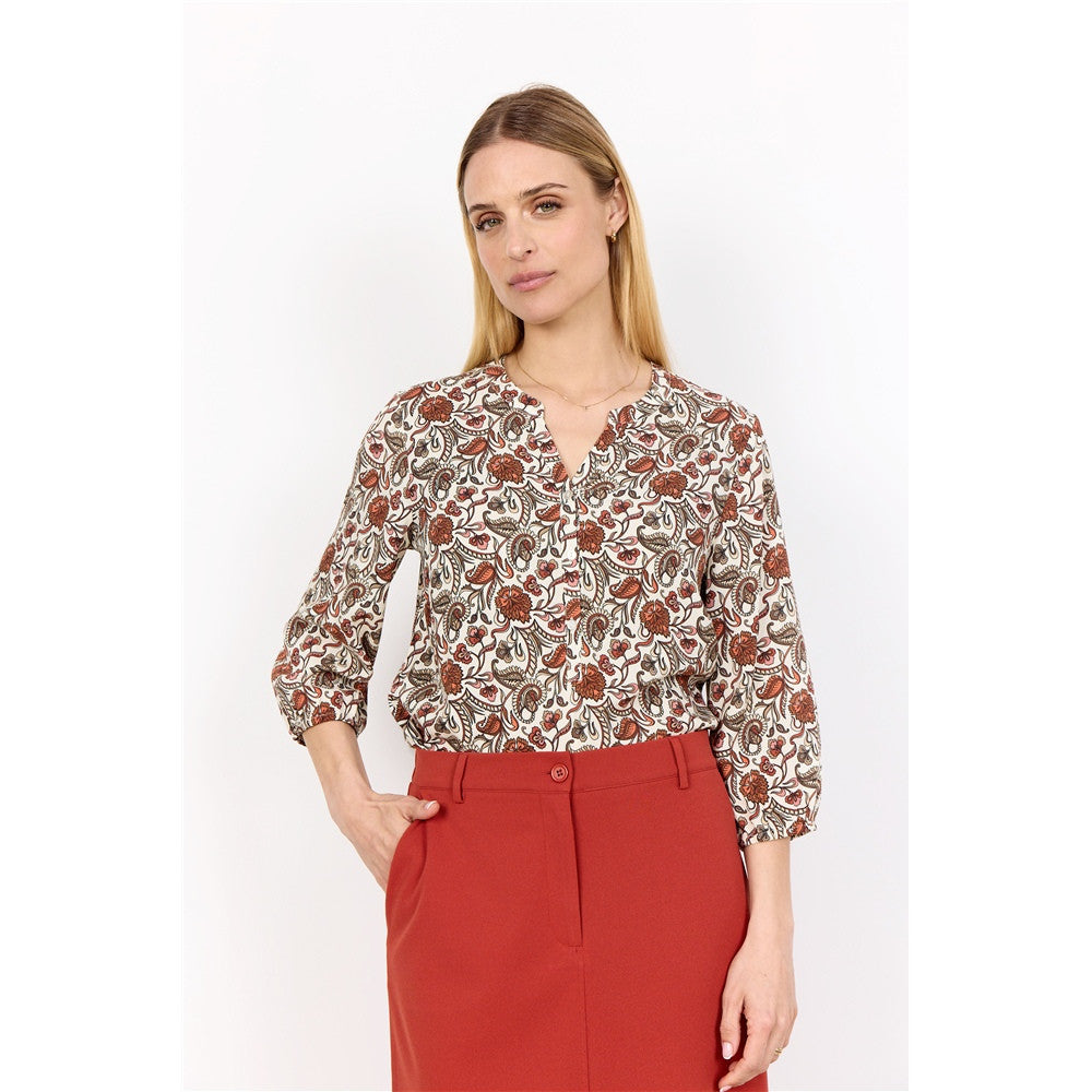 Blouse imprimée florale - Taille : XSMALL - Couleur : Rouille