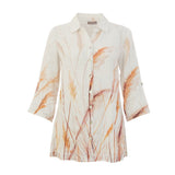 Blouse imprimée manches 3/4 - Taille : LARGE - Couleur : Naturel