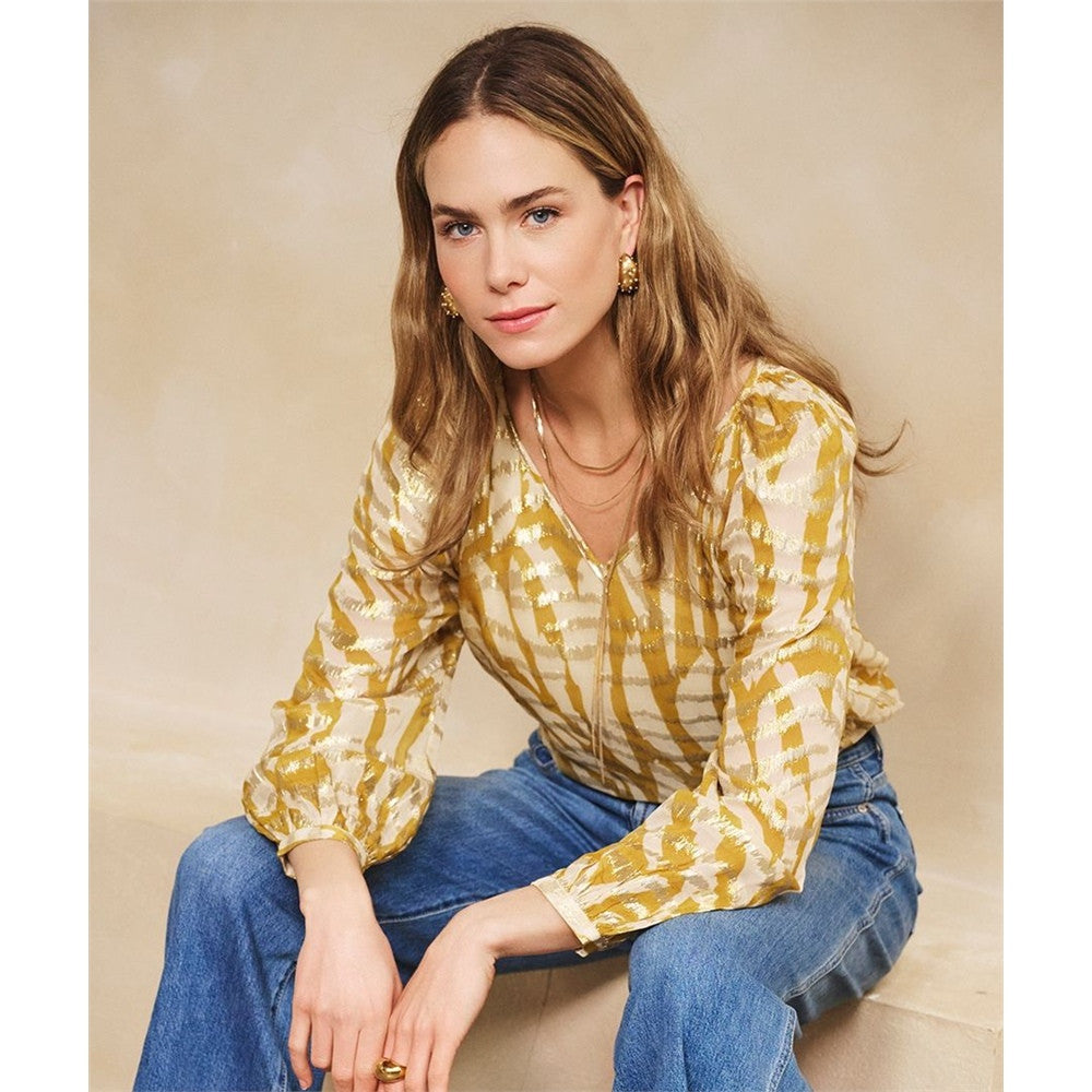 Blouse imprimée motif zèbre - Taille : 6 - Couleur : Or