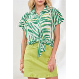 Blouse nouée imprimée - Taille : XSMALL - Couleur : Vert