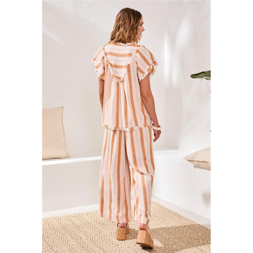 Blouse rayée à franges