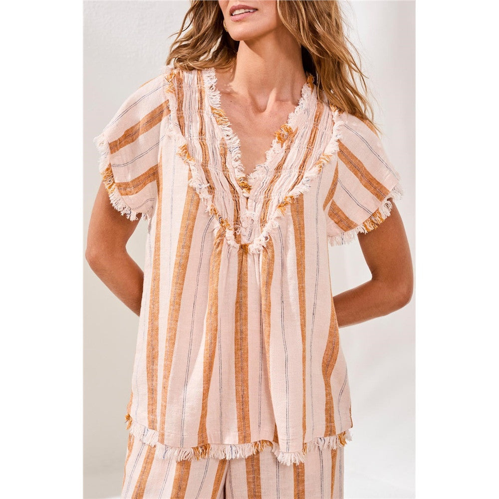 Blouse rayée à franges