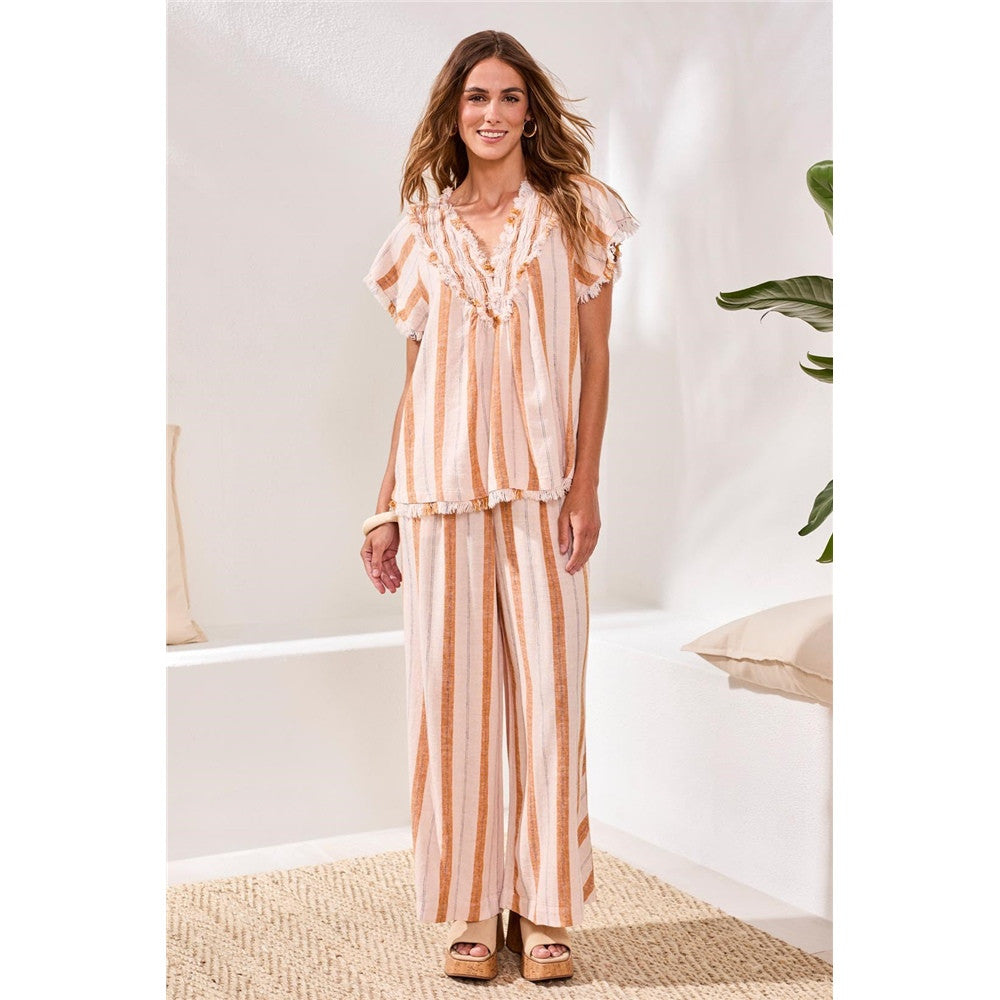 Blouse rayée à franges
